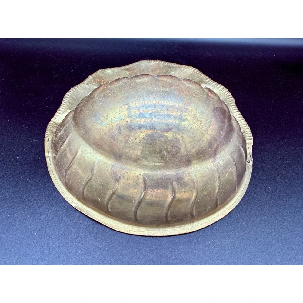 Vintage Brass Seashell Wall Pocket Planter Hammered Metal Scalloped Decor